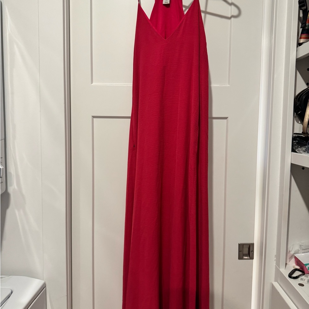 Pink V-Neck Maxi Slip Dress